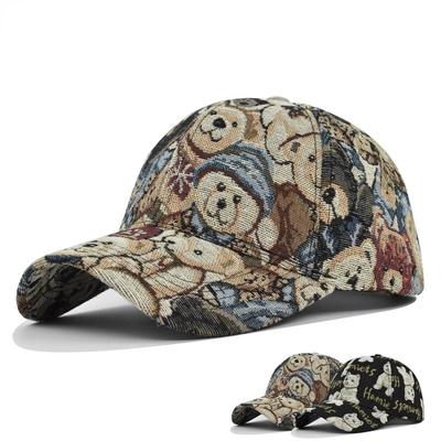 Cute Bear Baseball Cap Spring Sunhat Dog Print Men Women Cotton Snapback Caps Fashion Hip Hop Vintage Hat