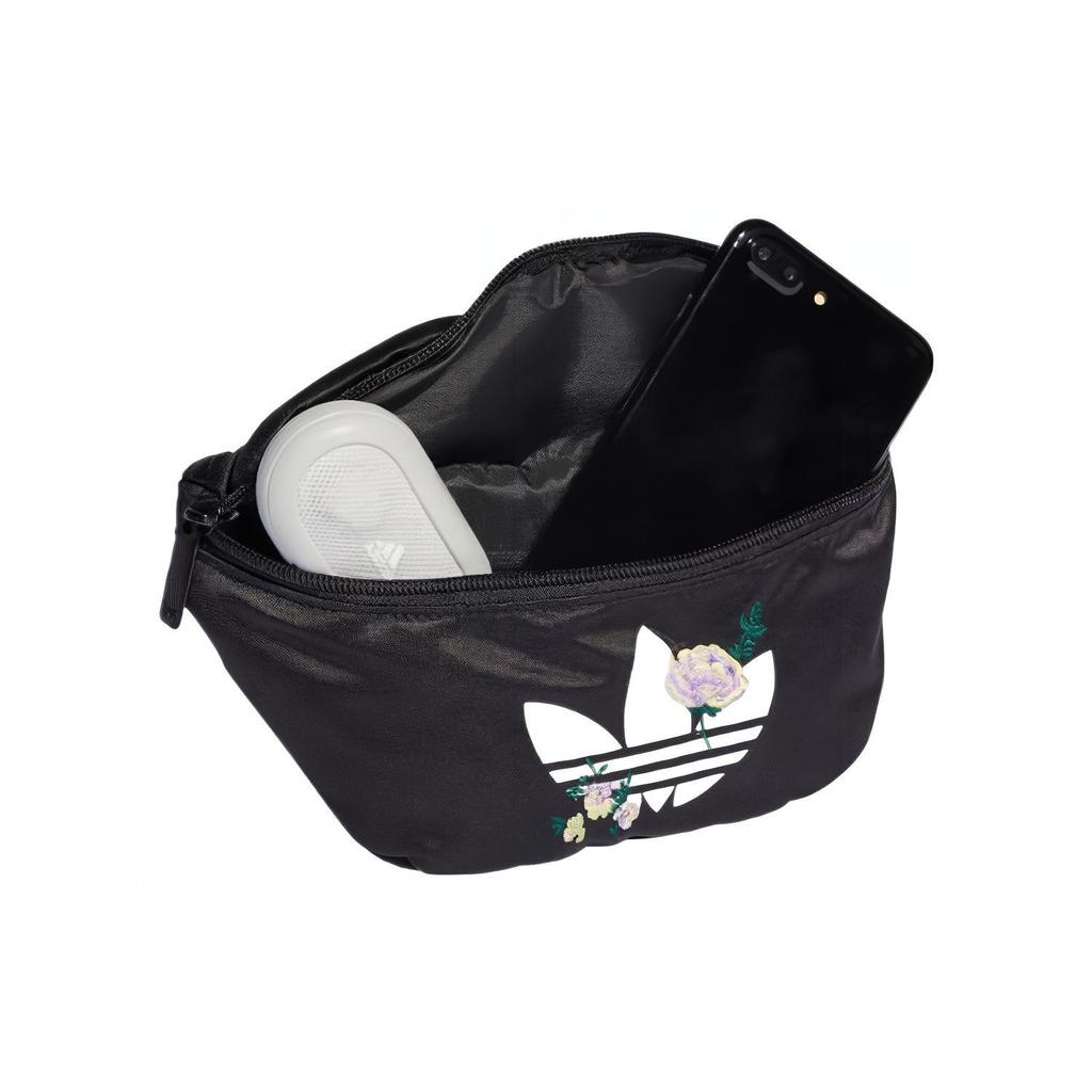 New Adidas Originals Recycled Material Satin Panel Crossbody One Shoulder Fanny Pack Regular Women's Black II3405