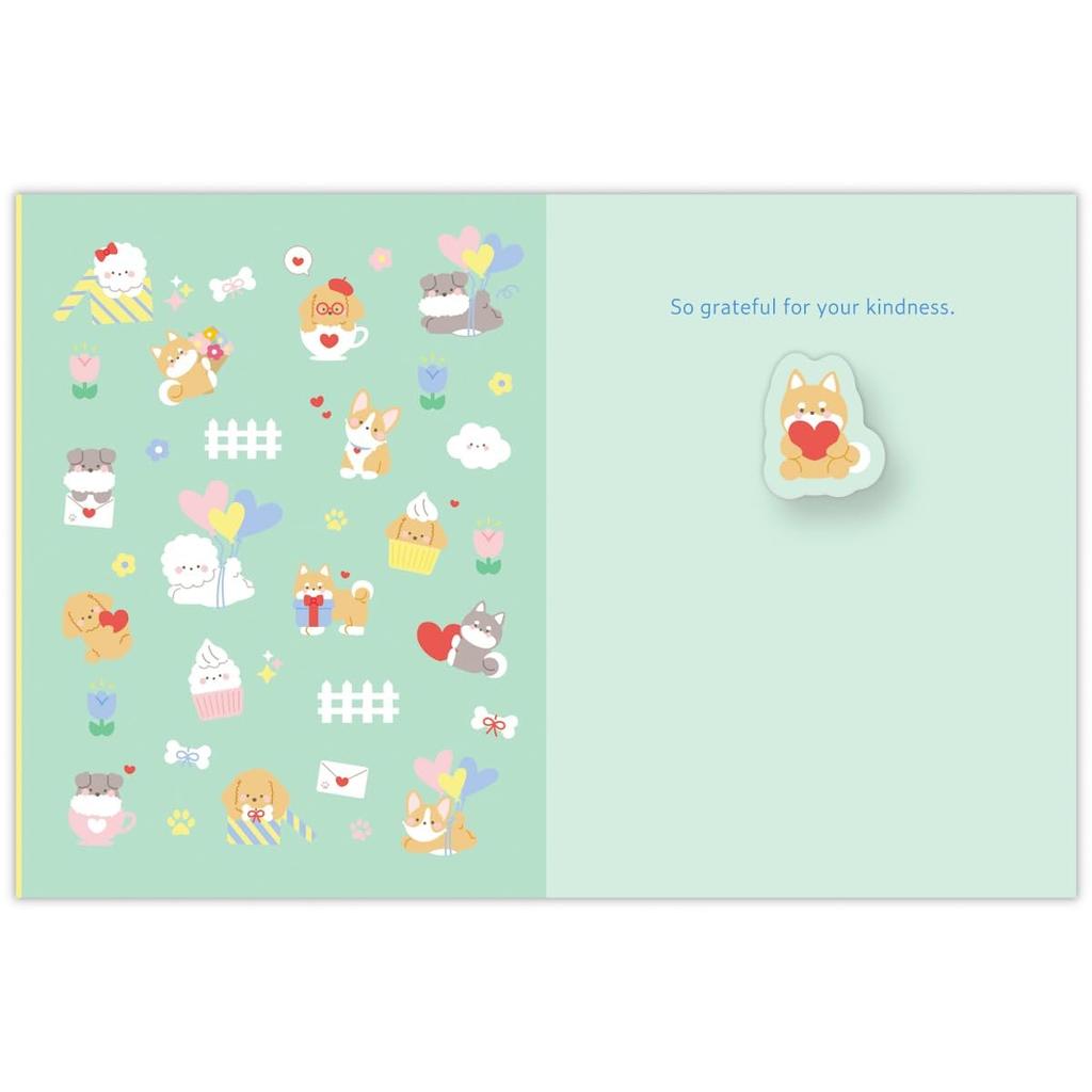 Hallmark Thank You Greeting Card, Cute Chubby Dog with Wobble Spring, Embossed Kawaii Korean Style Card 850029