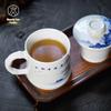 Jingdezhen Hand-Painted Blue & White Stoneware Teacup with Lid & Metal Infuser