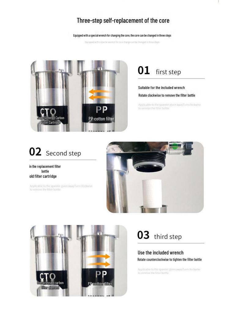 Wall-Mounted Stainless Steel Five-Stage Kitchen Water Purifier for Direct Drinking