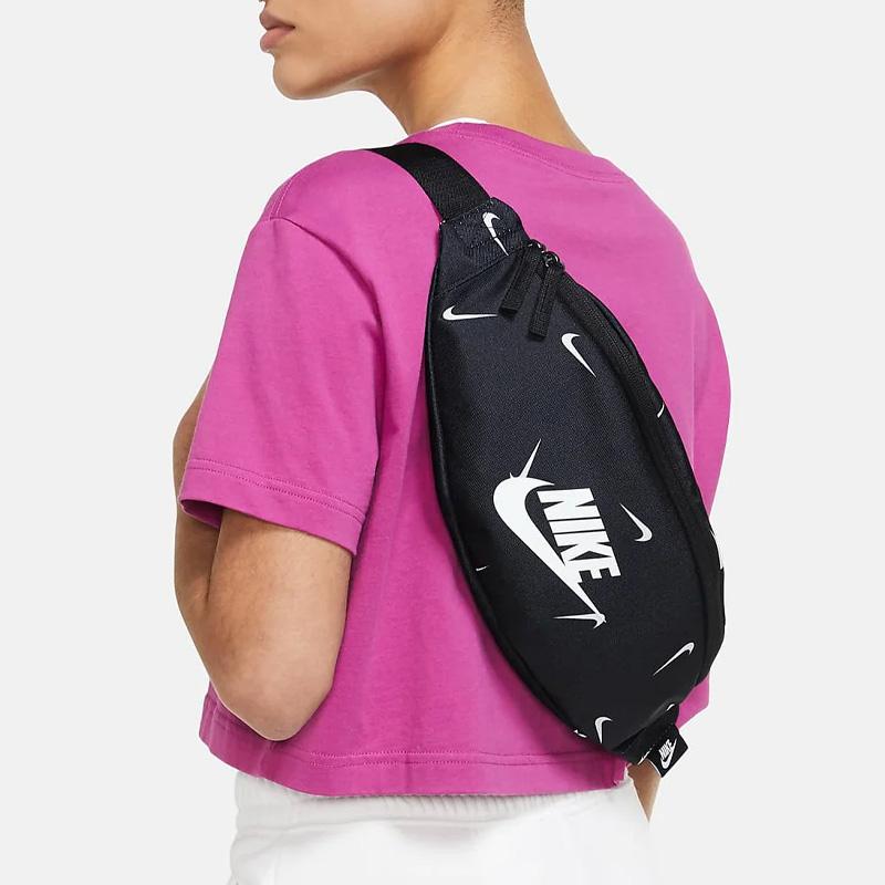 Nike Heritage Polyester Crossbody Bag, Sling Bag, Fanny Pack Regular Unisex Black Casual CV1082-010