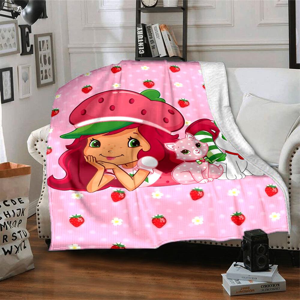 1pc Princess Strawberry12 Blanket, Gift, for Men and Women, Soft Blanket, Good for Sofa Bed Couch Travel, Lightweight Flannel Blanket