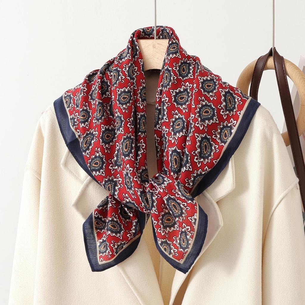 Paisley Patchwork Cotton & Linen Square Scarf for Women - Silk Neck Tie for Shirts, Suits & Waist - Spring/Summer Fashion Accessory