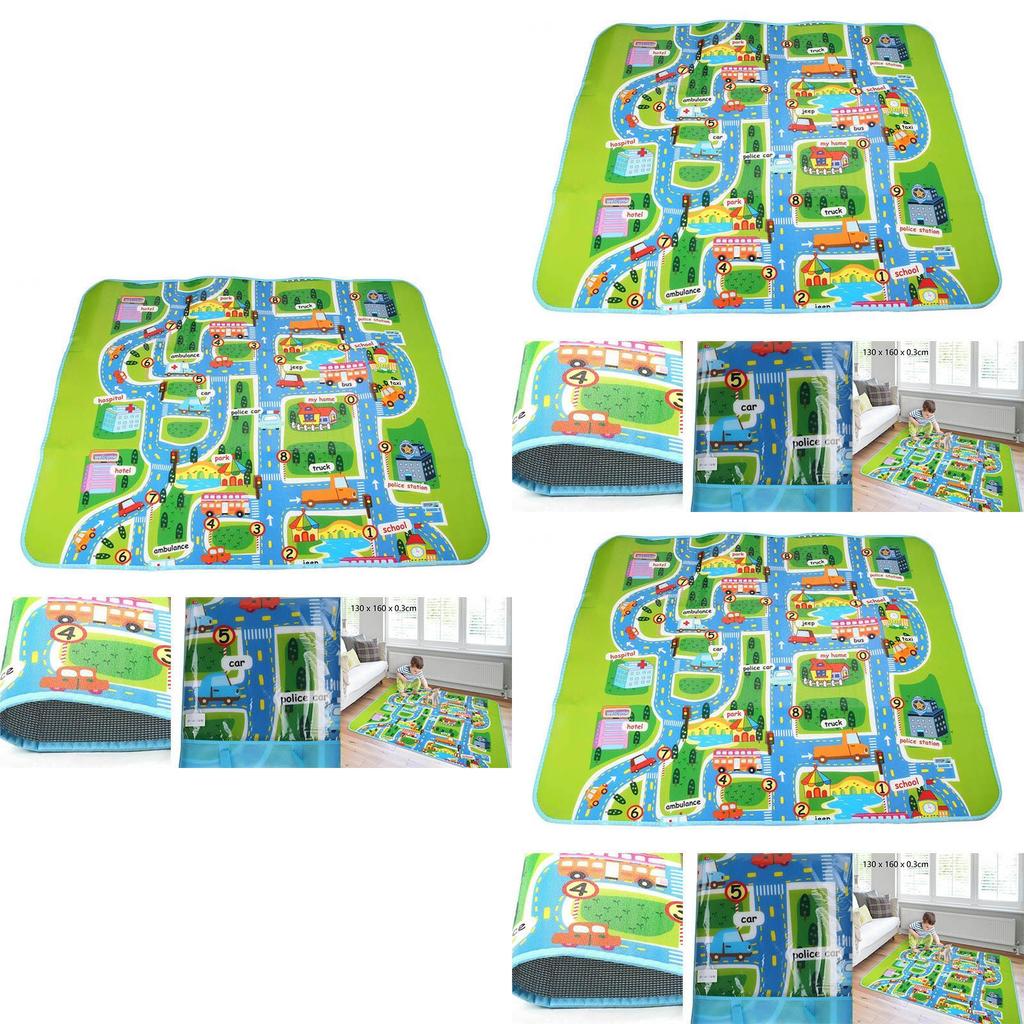 Colorful Children's Road Map Kids Play Mat Ideal For Race Car Fun In Nursery