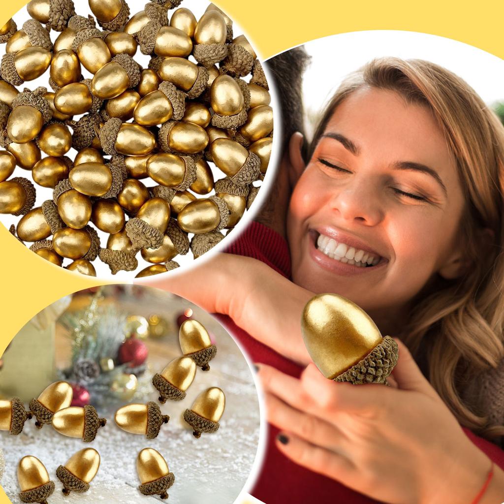 50 Pcs Artificial Acorns With Natural Cap Fake For Decoration Home House Kitchen Decor Christmas Decoration Fall Table Scatter Crafting