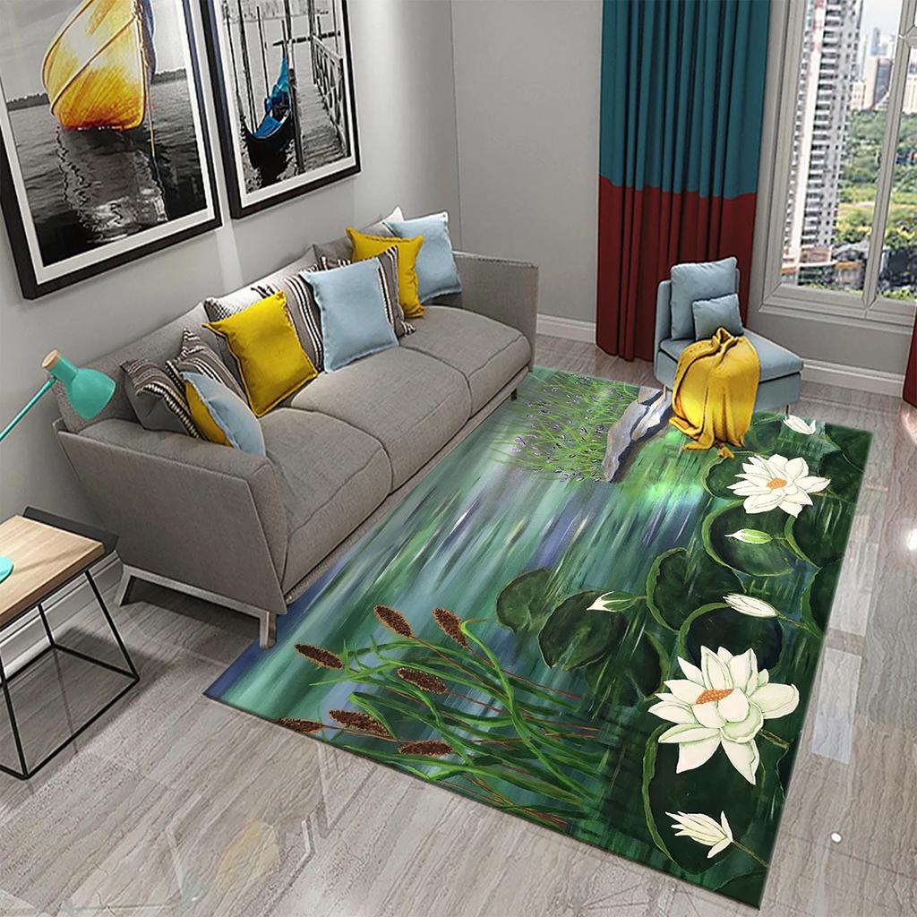 3D Water Lily Abstract Oil Painting Carpet for Bathroom Kitchen Anti-slip Doormat Rug Carpet Bedroom Living Room Decor Floor Rug