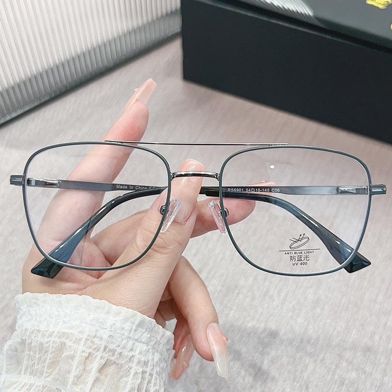 

54-18 Men s double-beam metal retro myopia glasses with different degrees of anti-blue light reading glasses Anti blue light 0