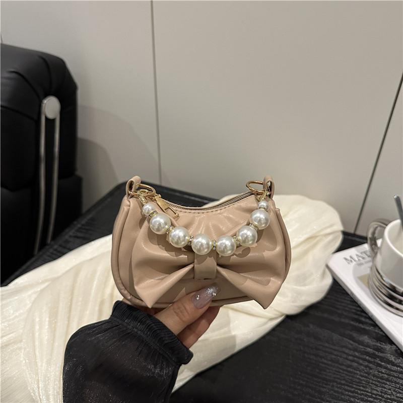 

Модная мини-сумка для помады, маленькая сумка, повседневная модная сумка-тоут, новинка 2025, портативный жемчужный бант хаки