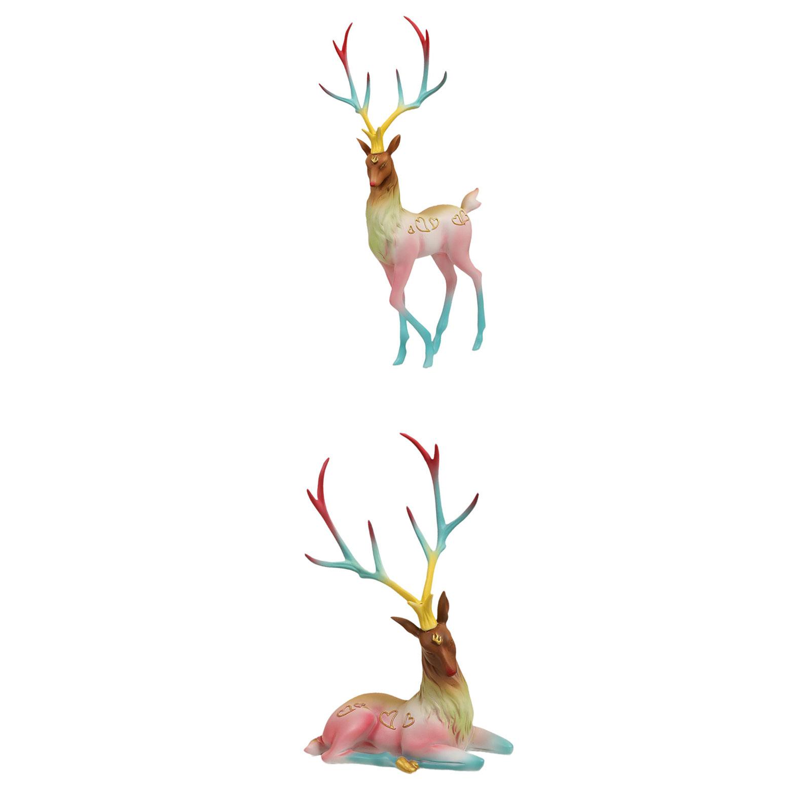 

Reindeer Statue Colorful Ornaments Deer Statue for Cabinet Office Decoration