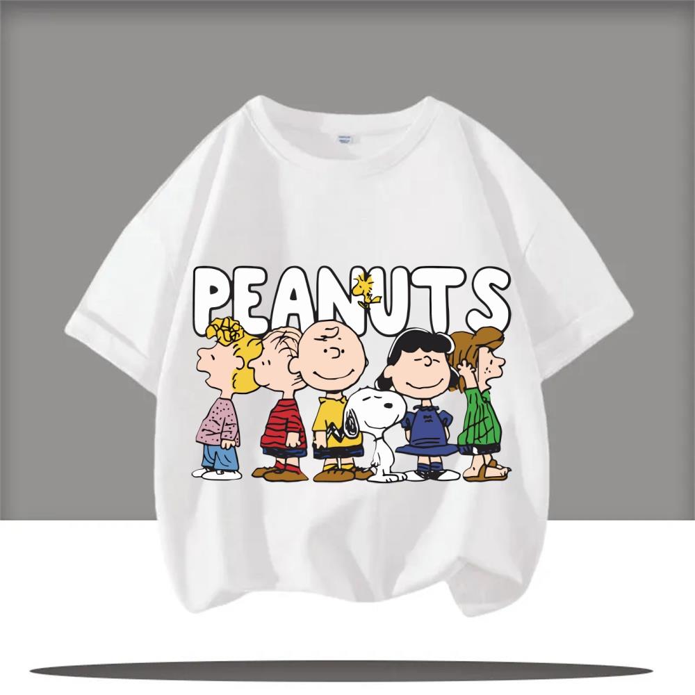 Snoopy Boys and Girls Birthday T-shirt Cartoon Anime Pattern 1-9 Printed T-shirt Children's Summer Cute Top Quick Drying Mesh