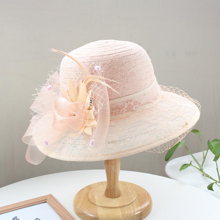 Elegant Lace Fisherman Hat for Women,  Breathable Sun Protection Bucket Hat, Vintage British Style with Mesh Floral Design