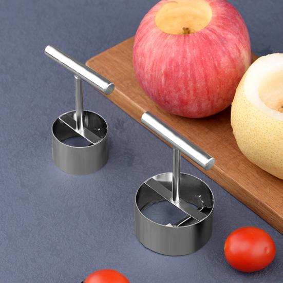 Fruit Core Puller Anti-slip Cozy Grip Food Grade Stainless Steel Fruit Corer Punching Silver Color Peach Pear Core Remover Tool Kitchen Gadgets