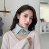 Knitted Button Fake Collar Pullover Scarf for Women's Korean Version Versatile High Neck Sweater Decoration Neck Protection Warm