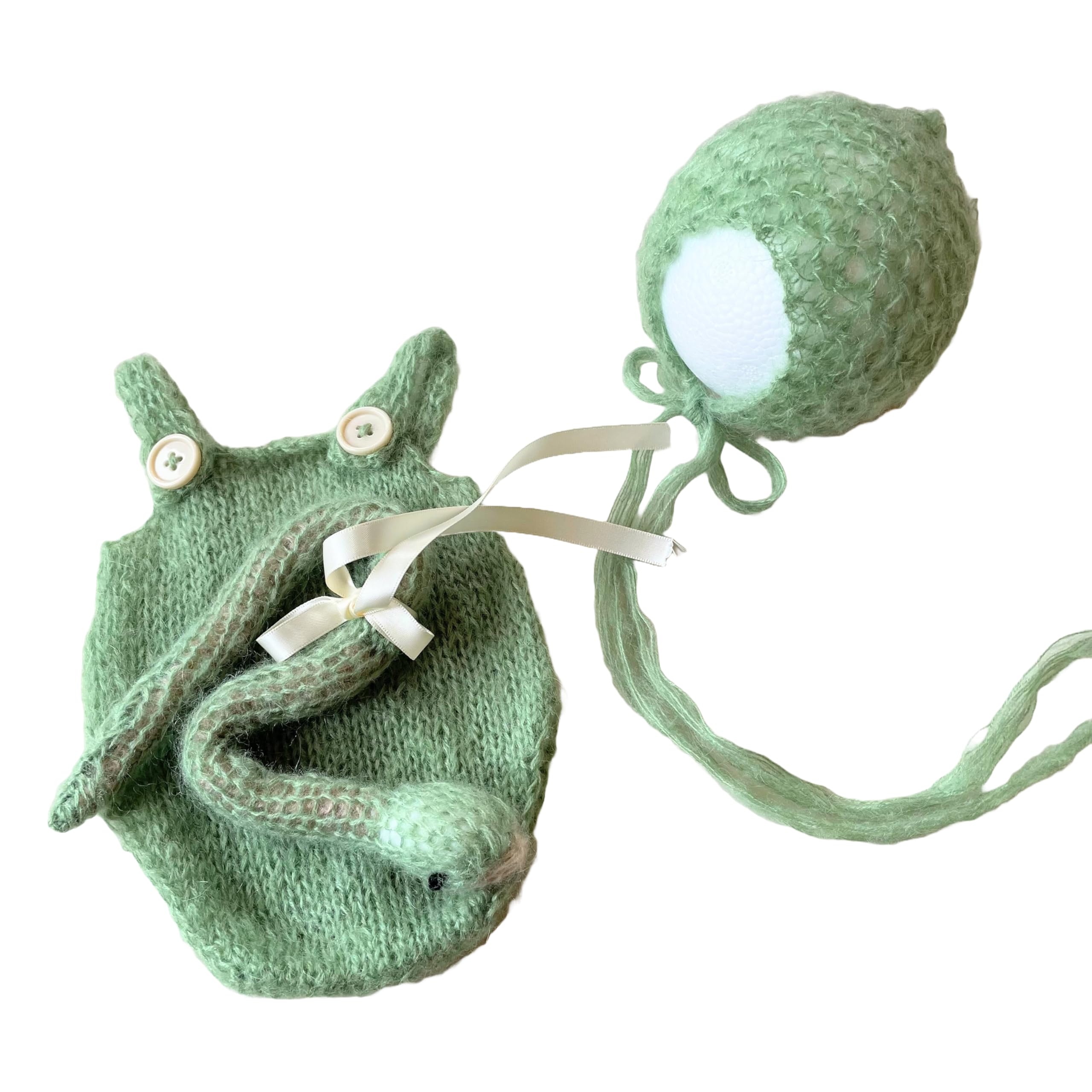 

Year of the Snake Newborn Photo Set with Openwork Snake Hat and for Light Mohair Material 3 months [NANA s shop] Romper, 0-3 months, Matcha, White,