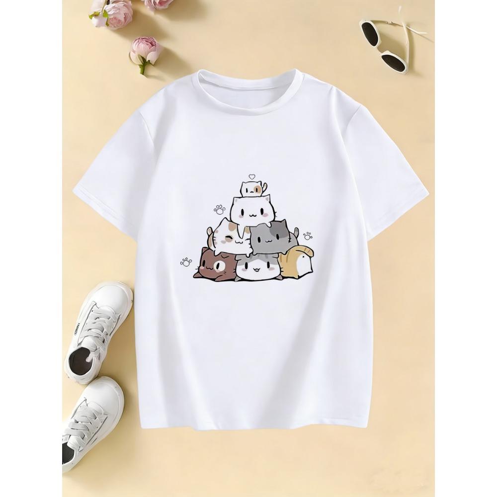 

Kawaii Meme Cat Funny T Shirts Manga Kids Children s T-shirt Boys Girls Summer Spring Casual Top Tee Shirt 160