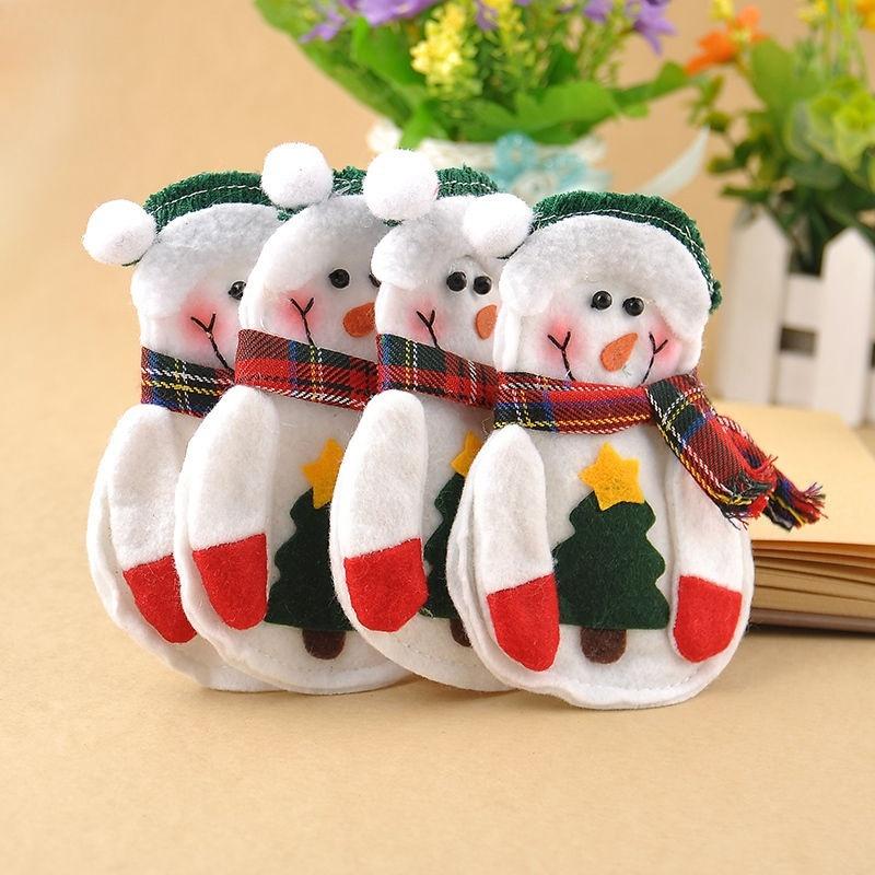 8PCS Santa Snowman Silverware Holder Pocket Holiday Party Christmas Home Decor