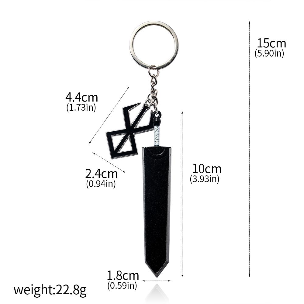 Anime Guts Dragon Slashing Keychain Sword With Red Logo Key Pendant Cosplay Props For Men Women Backpack Keyring Jewelry Gift