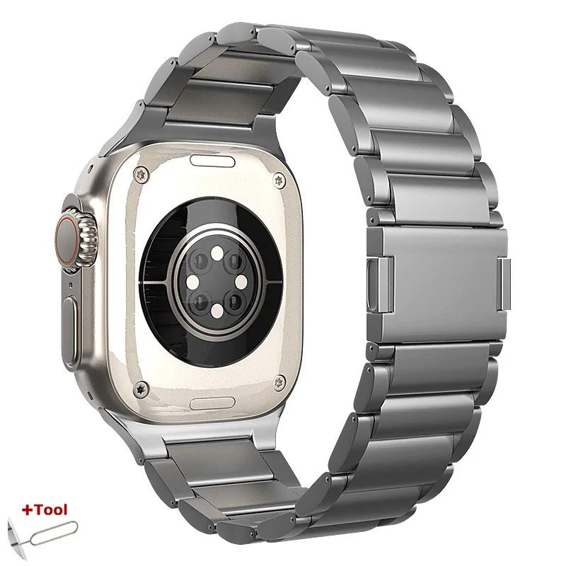 Lyxigt titanarmband för Apple Watch Ultra Series 9 8 7 3 4 5 6 se Magnetiskt armband för iWatch Ultra 2 49mm 45mm 42 44mm