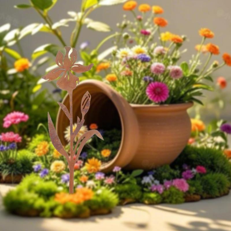 Weather Resistant Iron Garden Art Suitable For Lawn Decoration Outdoor Flower Bed Stakes Landscape Design Plant Support