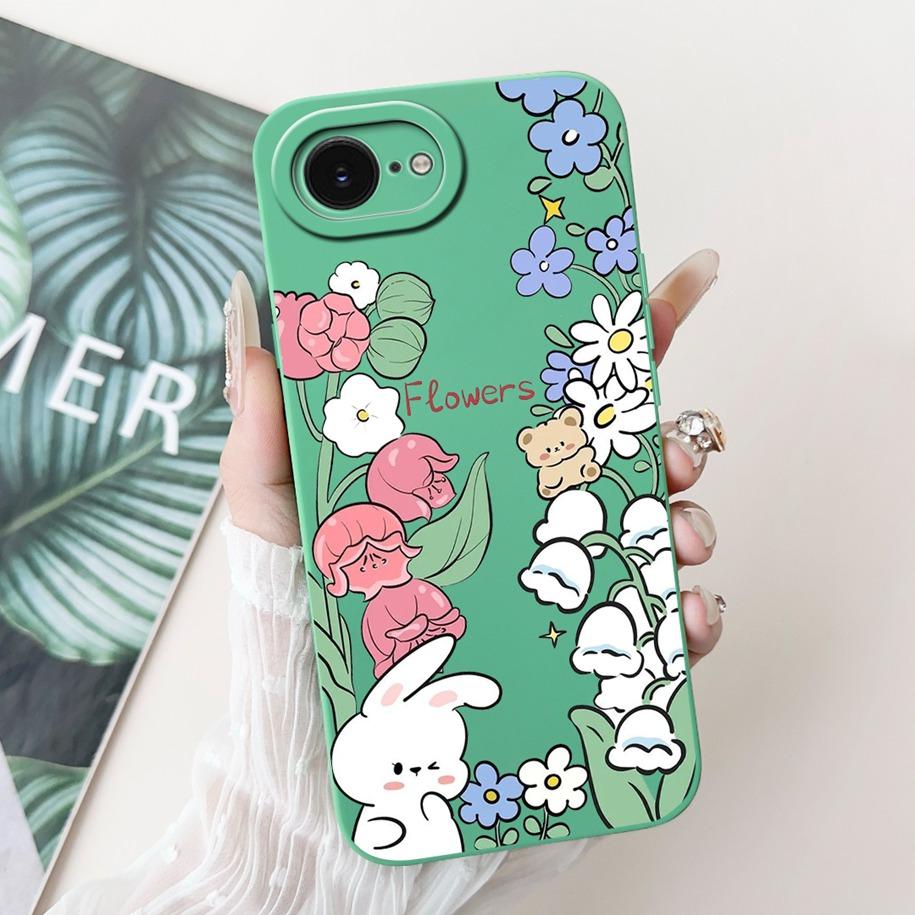 For iPhone 16E Case Popular Flower Cartoon Silicone Phone Cover For iPhone16E Funda For iPhone SE 2025 SE4 Shockproof Soft Cover