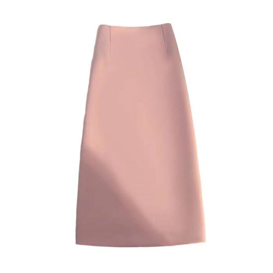 Women Suit Skirt A-Line Style High-Waisted Design Midi Skirt Back Slit