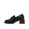 Augustine platform loafers women's 2025 new summer commuter high-heeled black British small leather shoes