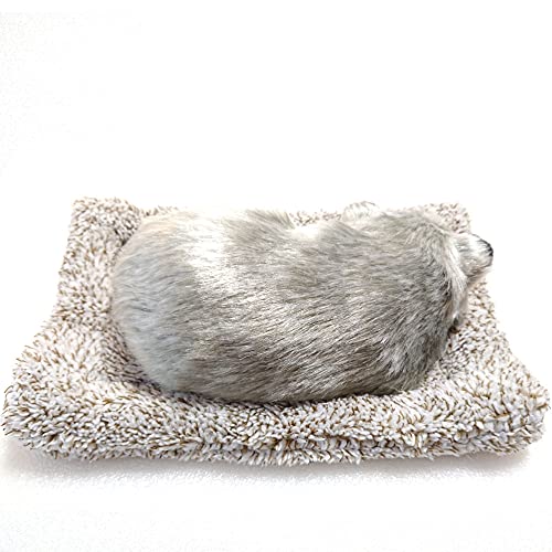 TATOTTE Dog Stuffed Animal - Realistic Sleeping Dog Figurine with Activated Charcoal - Relaxing Interior Decor - Comes with Mini Paw Print Charm (Husk