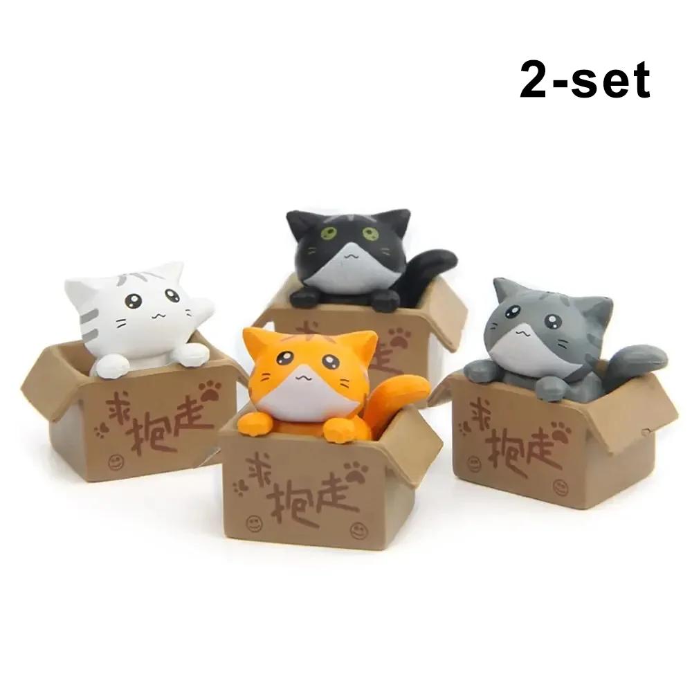 4pcs Mini Cat Ornament Garden Kitten Statue Gift For Kids Children Baby Room Cute Kawaii Toy Miniature Figurines Home Decoration