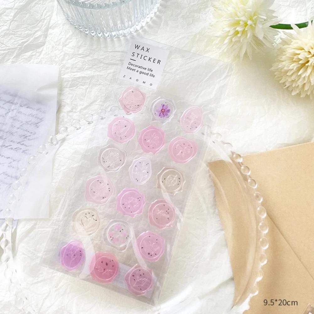 18 Stück Transparente vorgefertigte Wachsaufkleber, Selbstklebende Wachssiegelaufkleber Geburtstag Brautparty Party Geschenke Basteln Scrapbook Geschenk
