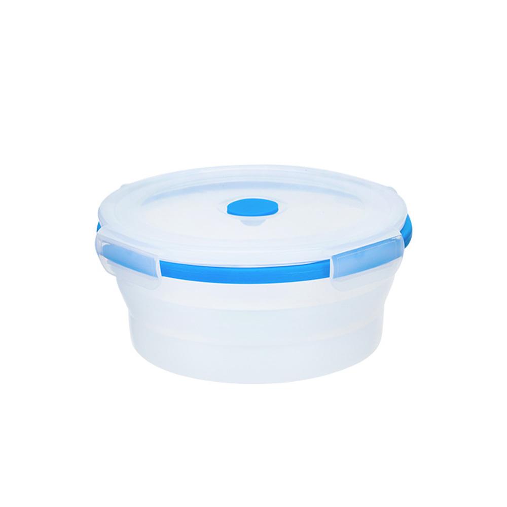 Portable Silicone Folding Bowl Round Sealed Fresh-keeping Travel Instant Fruit Bowls Microwave Oven Lunch Box.