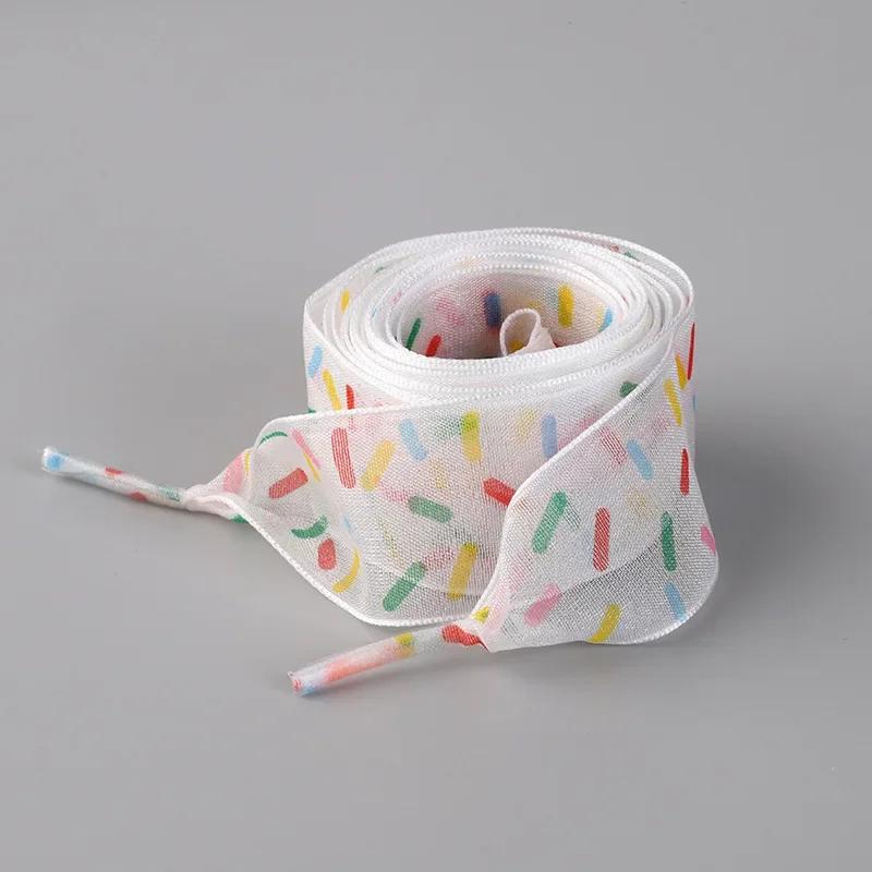 2.5CM Width 80CM/100CM/120CM Length Transparent Shoelace for Women Girl Color Flat Shoelaces Printing Leopard Yarn Shoe Laces