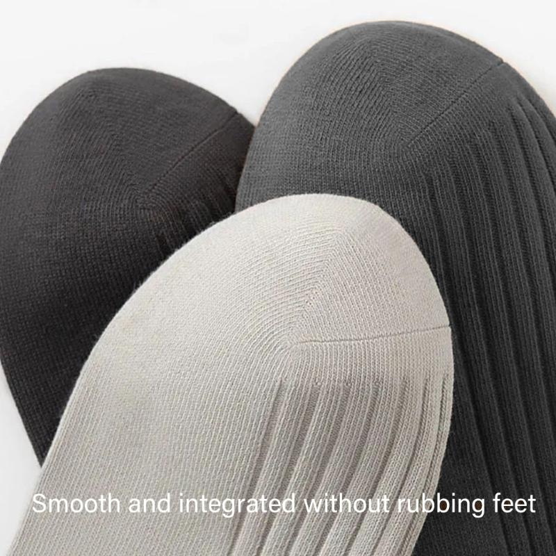 5 Pairs Moisture Wicking Sports Socks With Ribbed Knitted Design Breathable Solid Color Middle Calf Socks For Men Women