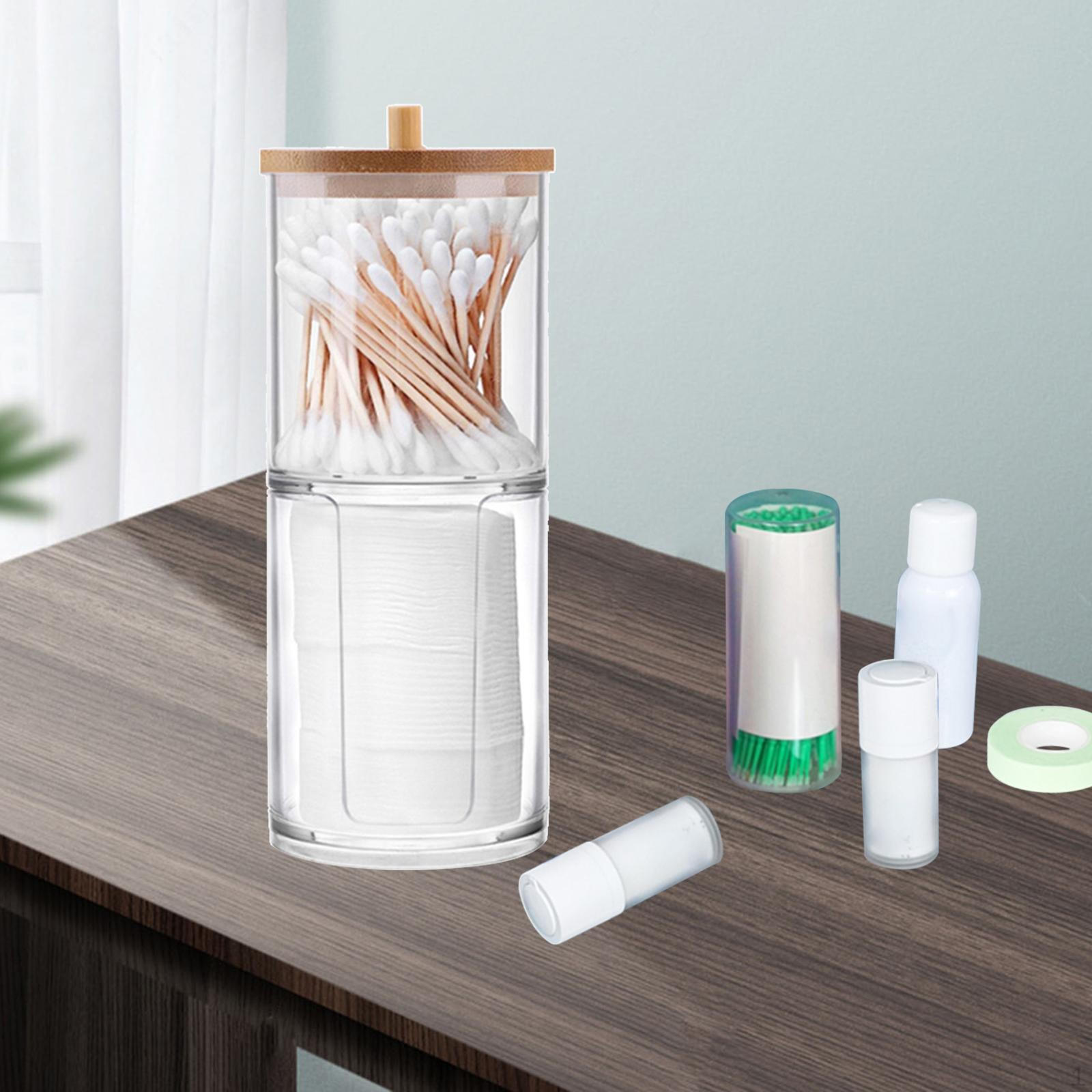 

Plastic Swabs Apothecary Clear Toothpick Acrylic Cotton Holder for Organization Countertop Vertical round