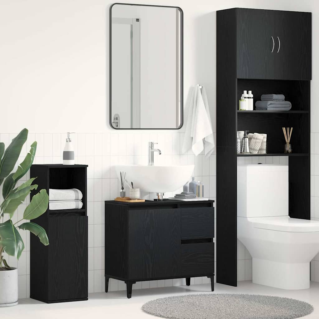 vidaXL Badezimmerschrank Schwarz Eichen-Optik 65 x 33 x 60 cm schwarz
