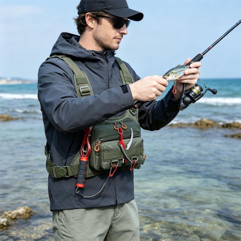 Fishing Chest Bag Splashproof Outdoor Travel Sports Vest Bags Multiple Compartment Chest Pack for Men And Women