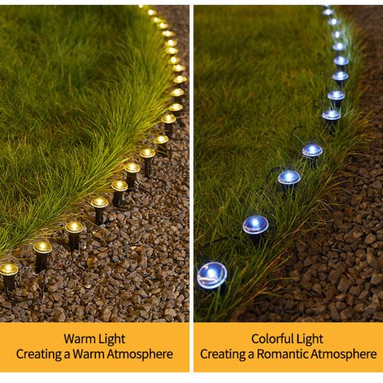 15 Pcs Mini Solar Ground Lights LED Flat Landscape Lighting Waterproof
