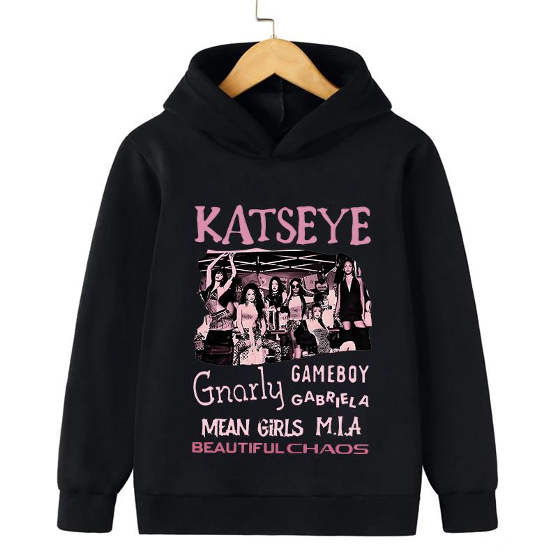 Girls Group Katseye Graphic Hoodies Boys Girls Hooded Sweatshirts Toddler Kids Casual Pullovers Idol Printed Harajuku Sportwear 100