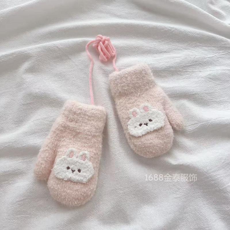 - Years old, blogger, children's baby gloves, winter velvet warm bunny bear children's neck bag finger batch