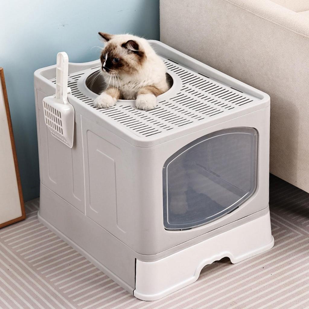 Drawer Type Cats Potty Kitty Litter Tray Fully Enclosed Hooded Cat Box