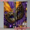 2D flat printing 2pcs Curtain Window Curtains Mardi Gras Mask and Crowns Digital Printed Polyester Drapes Family Party