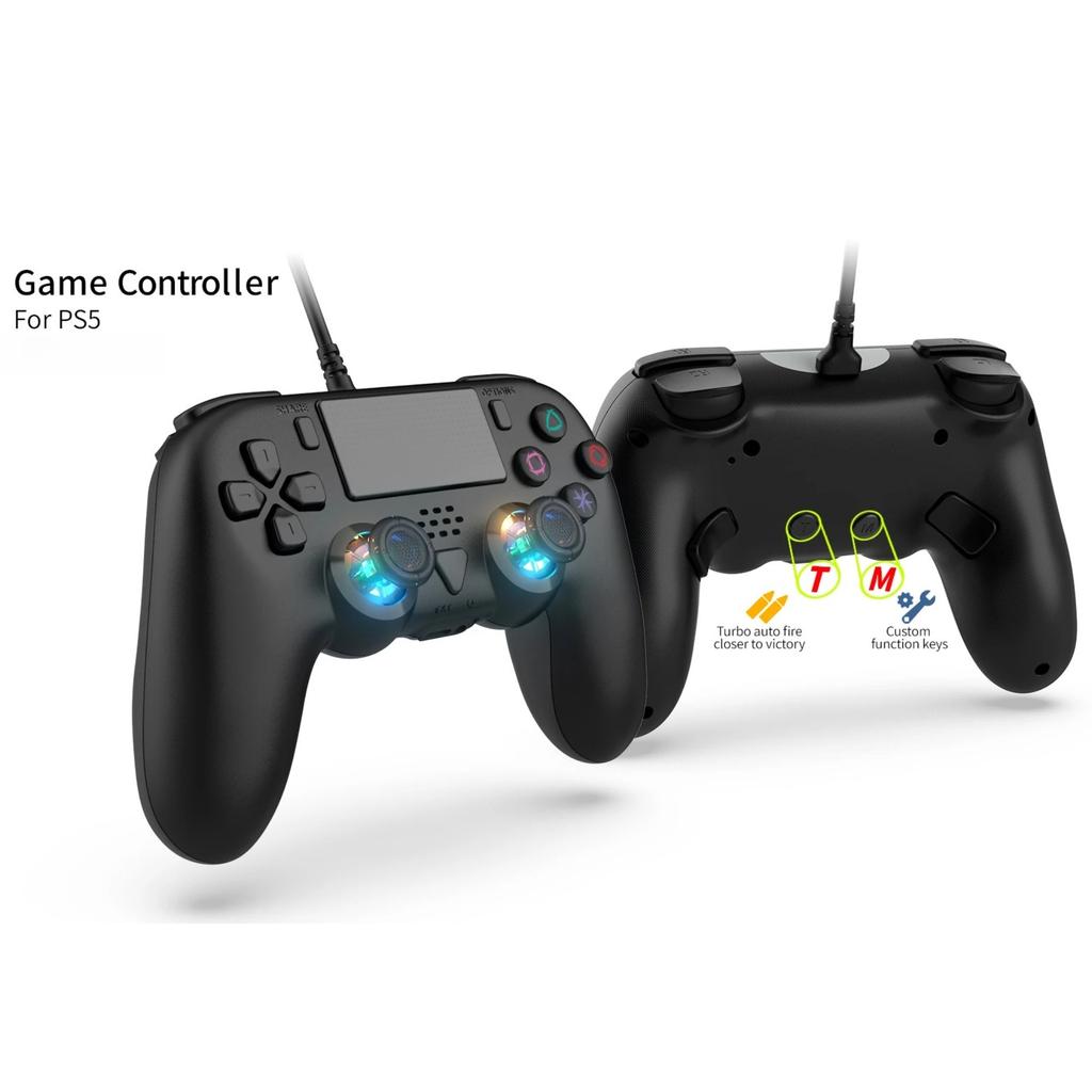 Newly 3M Wired Gamepad for PS5&PS5 Slim Console,Supports Programming Function with Asymmetric Dual Motor Vibration Function