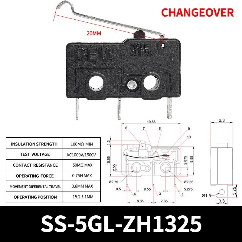 10/50/100PCS SS-5Gl NO/NC/Changeover Subminiature Micro Switch 2-Terminal Pre-Wired 3-Terminal Micro Limit Switch Switches4