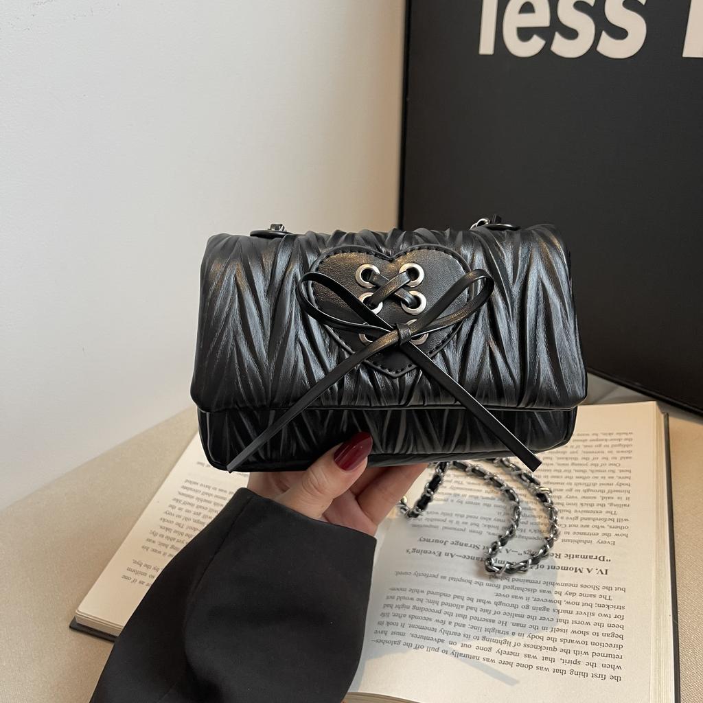 Fashionable and trendy women's  new high-end pleated diamond grid chain single shoulder crossbody small square bag
