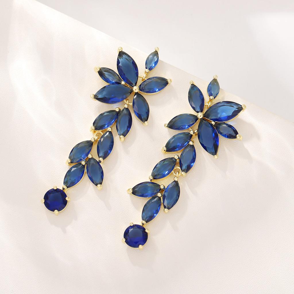 Botanical Leaf Zirconia Drop Earrings For Women Fashion Jewelry Gift For Ladies