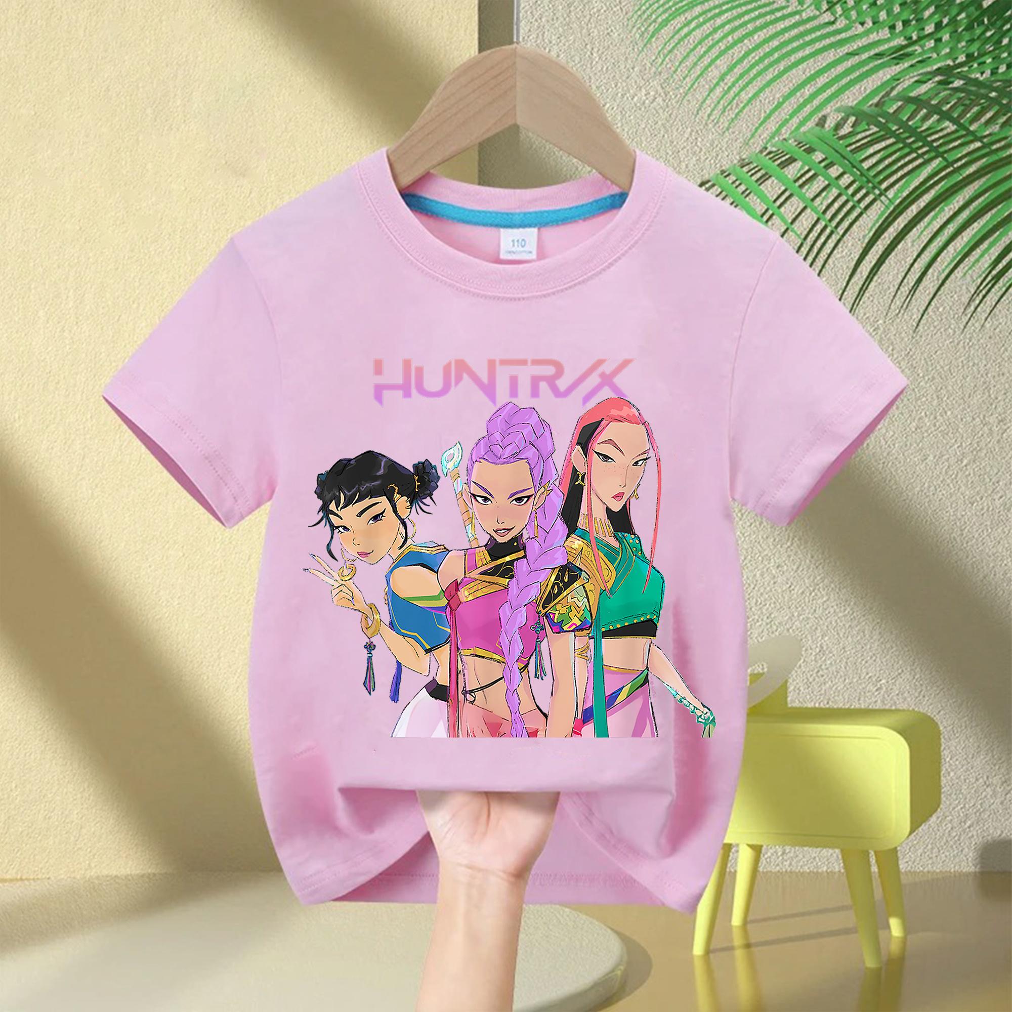

Children s Clothing Fashion Cartoon Print Short-sleeved Top Casual Loose T-Shirts Girls 100 рожевий