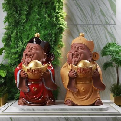 Keramik Gott des Reichtums Maitreya Buddha Yuanbao Skulpturen und Figuren Haus Wohnzimmer Büro Tischdekoration und Zubehör