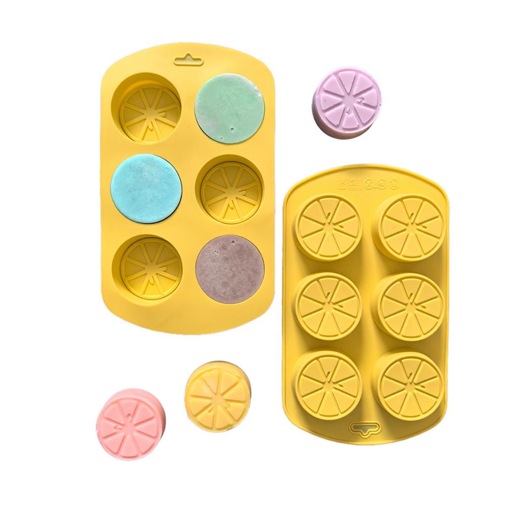 6 Cavity Lemon Slice Silicone Baking Mold Non Stick Flexible Citrus Shape Cake Mold for Oven Microwave Dishwasher Safe