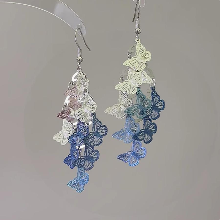 

New spray paint butterfly hollow ear hook super fairy temperament earrings women s sweet versatile earrings design sense niche