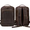 Vintage Travel Backpack leather double zipper bagpack male crazy horse leather backpack handmade leather travel bag men bag